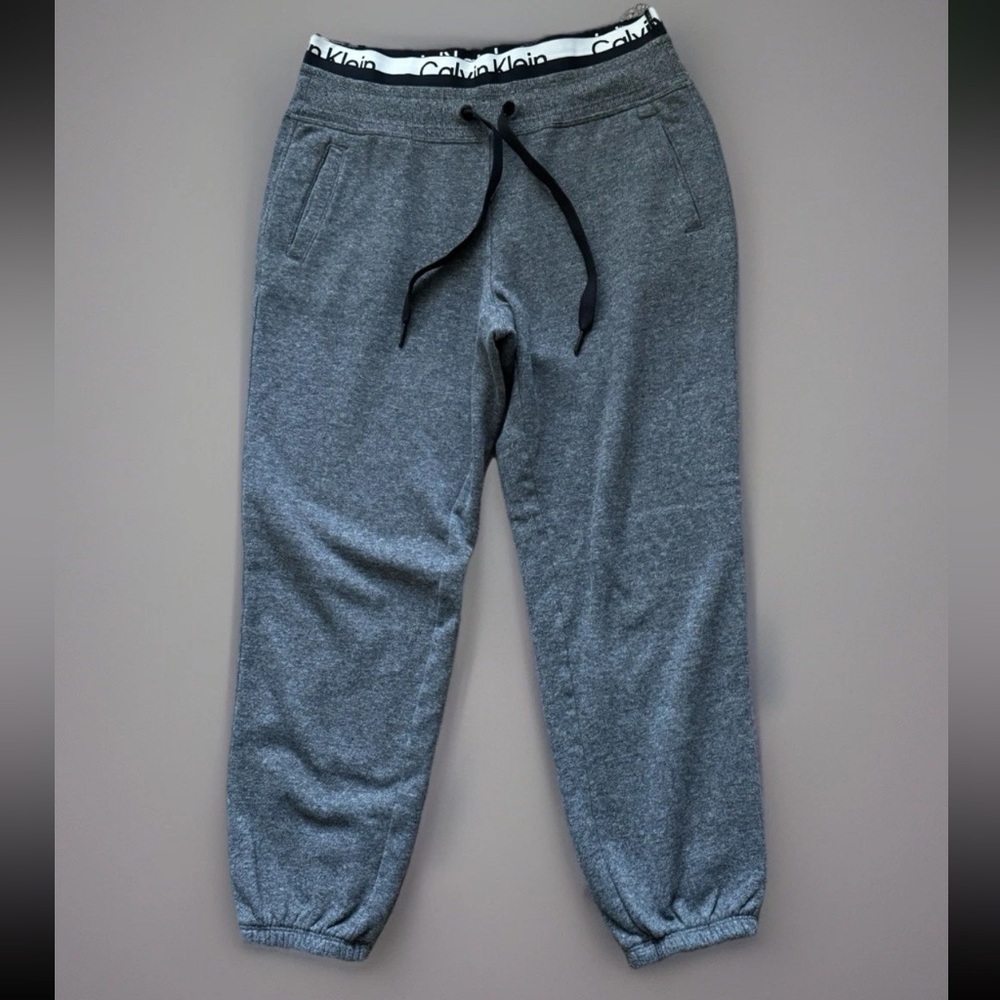 CALVIN KLEIN Sweatpants Mens Medium Gray Visible Waistband Joggers Lounge Pants
